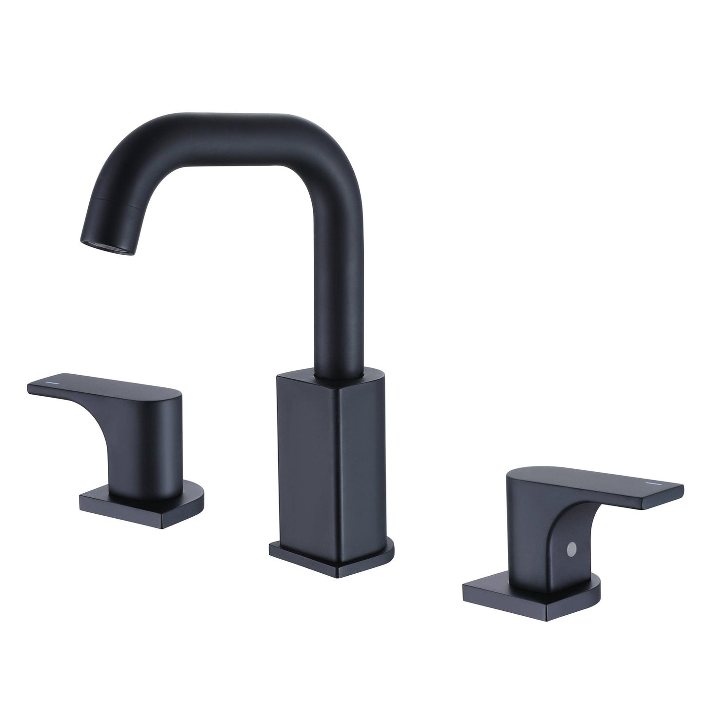 Round Widespread Double Handle Bathroom Sink Faucet with Matte Black FredCo