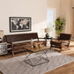 Rovelyn Rustic Brown Faux Leather Upholstered Walnut Finished Wood 2-Piece Living Room Set FredCo