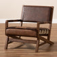 Rovelyn Rustic Brown Faux Leather Upholstered Walnut Finished Wood Lounge Chair FredCo