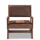 Rovelyn Rustic Brown Faux Leather Upholstered Walnut Finished Wood Lounge Chair FredCo