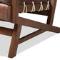 Rovelyn Rustic Brown Faux Leather Upholstered Walnut Finished Wood Sofa FredCo