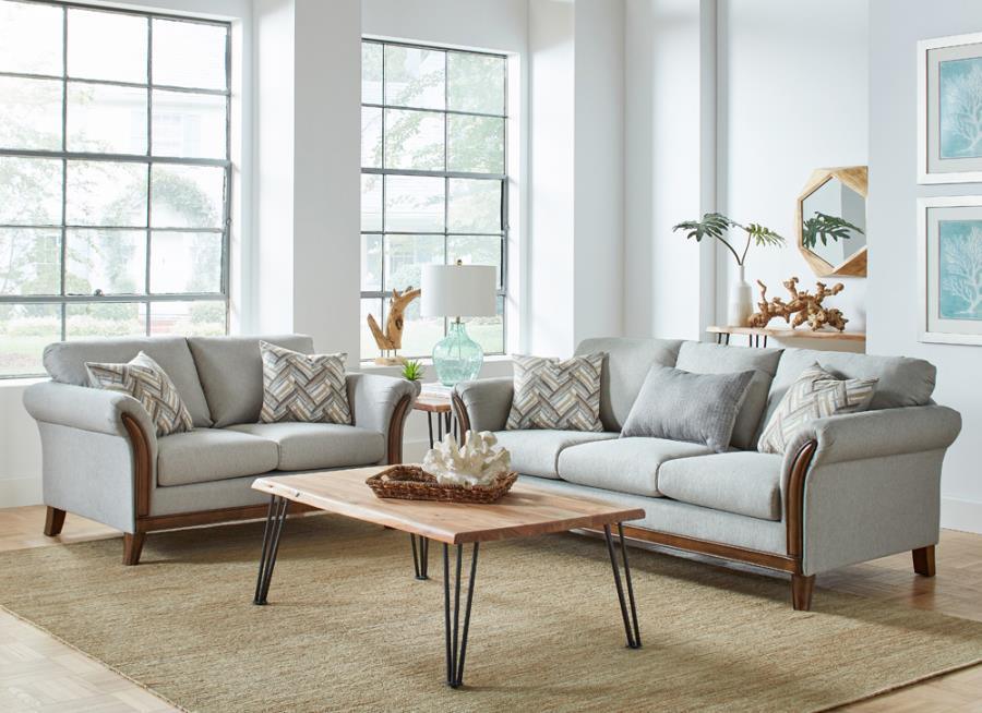 Roxanne 2-piece Flared Arm Living Room Set Platinum 552071-S2 Coaster FredCo