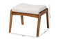 Roxy Mid-Century Modern Off-White Boucle Upholstered and Walnut Brown Finished Wood Ottoman Footstool FredCo