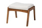 Roxy Mid-Century Modern Off-White Boucle Upholstered and Walnut Brown Finished Wood Ottoman Footstool FredCo