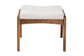 Roxy Mid-Century Modern Off-White Boucle Upholstered and Walnut Brown Finished Wood Ottoman Footstool FredCo