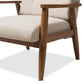 Roxy Mid-Century Modern Walnut Wood Finishing and Light Beige Fabric Upholstered Button-Tufted High-Back Lounge Chair and Ottoman Set FredCo