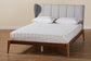 Royce Mid-Century Modern Transitional Light Grey Fabric and Ash Walnut Finished Wood Queen Size Bed FredCo
