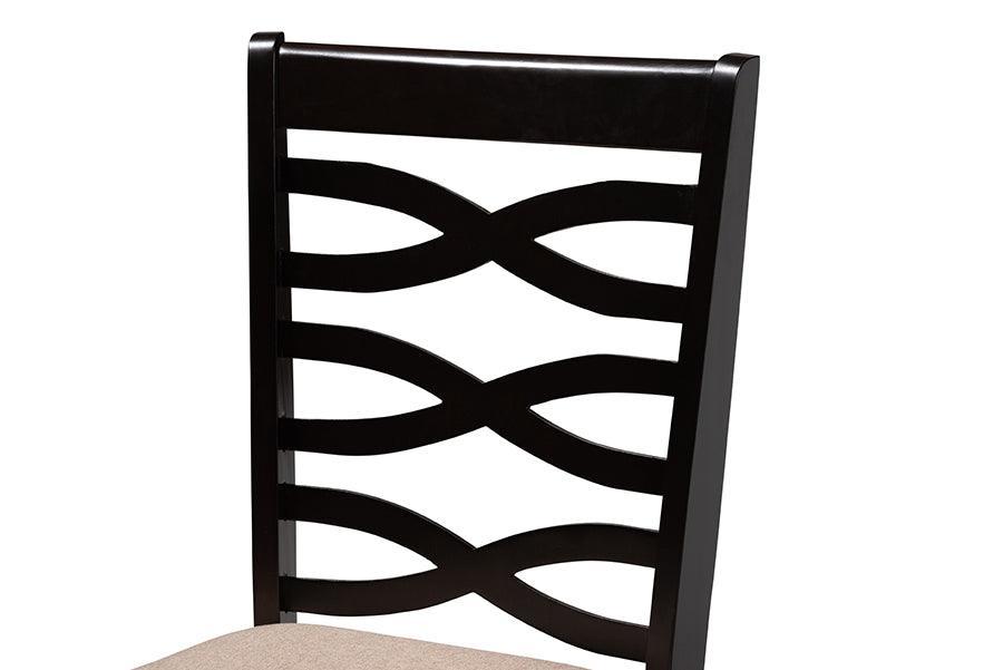 Ruby Modern Beige Fabric and Dark Brown Finished Wood 5-Piece Dining Set FredCo