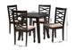 Ruby Modern Beige Fabric and Dark Brown Finished Wood 5-Piece Dining Set FredCo