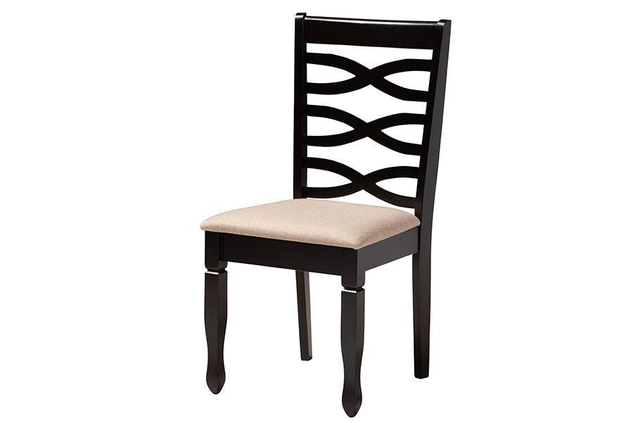 Ruby Modern Beige Fabric and Dark Brown Finished Wood 5-Piece Dining Set FredCo