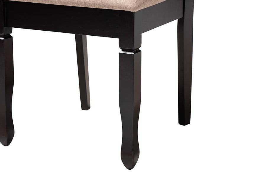 Ruby Modern Beige Fabric and Dark Brown Finished Wood 5-Piece Dining Set FredCo