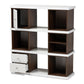 Rune Modern and Contemporary Two-Tone White and Walnut Brown Finished 2-Drawer Bookcase FredCo