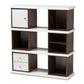 Rune Modern and Contemporary Two-Tone White and Walnut Brown Finished 2-Drawer Bookcase FredCo