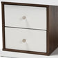 Rune Modern and Contemporary Two-Tone White and Walnut Brown Finished 2-Drawer Bookcase FredCo