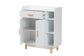 Russell Mid-Century Modern Two-Tone White and Oak Brown Finished Wood 2-Door Sideboard FredCo