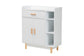 Russell Mid-Century Modern Two-Tone White and Oak Brown Finished Wood 2-Door Sideboard FredCo