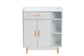 Russell Mid-Century Modern Two-Tone White and Oak Brown Finished Wood 2-Door Sideboard FredCo