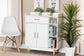 Russell Mid-Century Modern Two-Tone White and Oak Brown Finished Wood 2-Door Sideboard FredCo