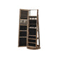 Rustic Brown 360° Swivel Lockable Jewelry Armoire FredCo
