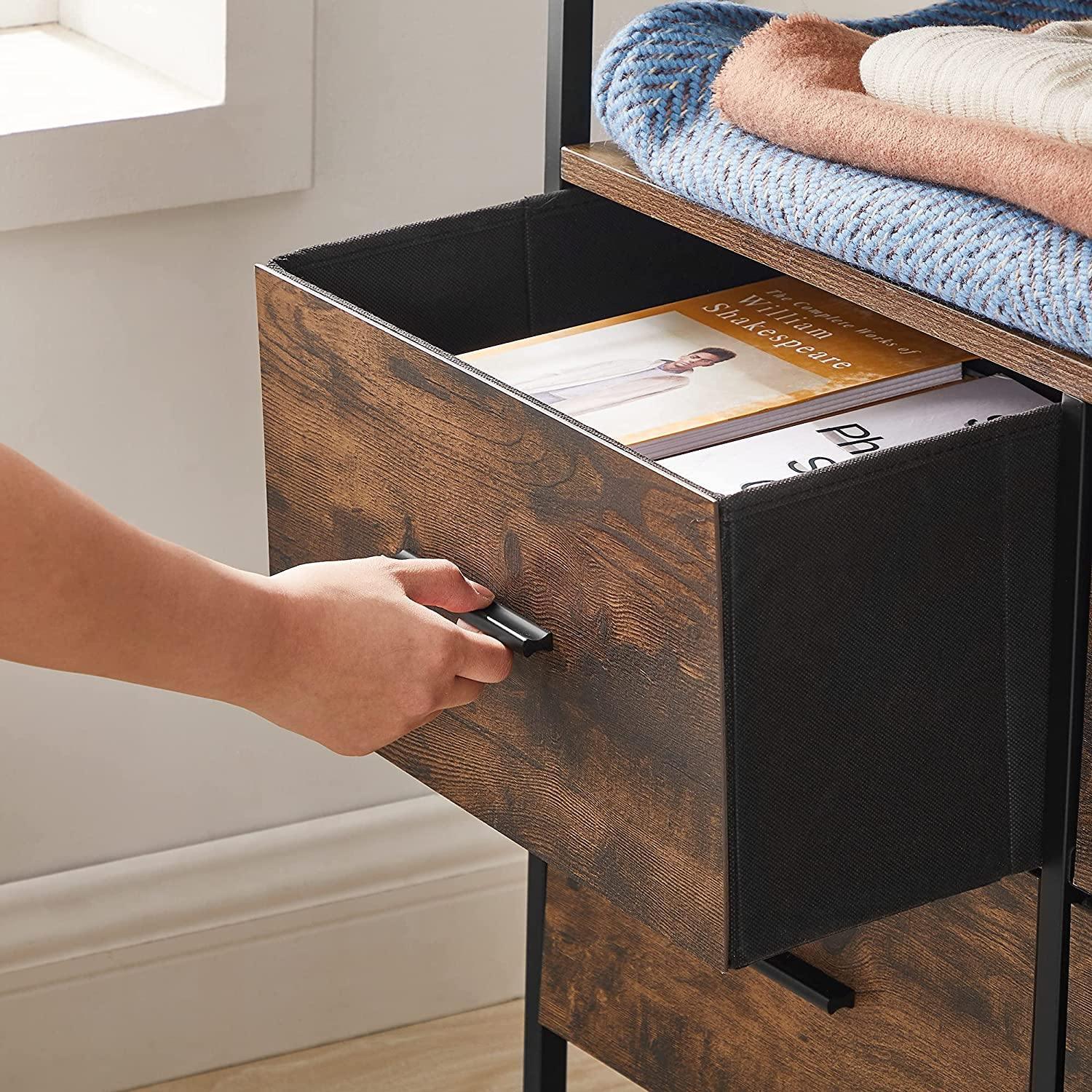 Rustic Brown 4 Drawers Dresser with Shelf FredCo