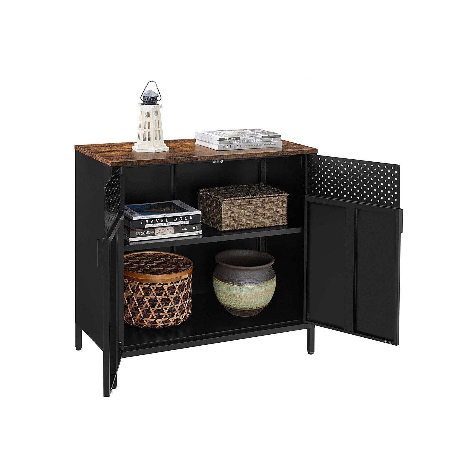 Rustic Brown & Black Floor Standing Storage Sideboard FredCo