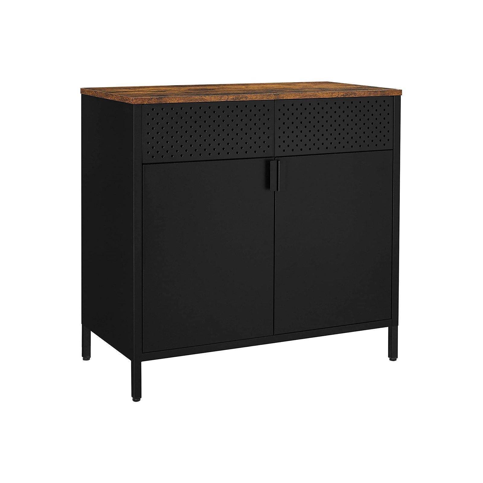 Rustic Brown & Black Floor Standing Storage Sideboard FredCo