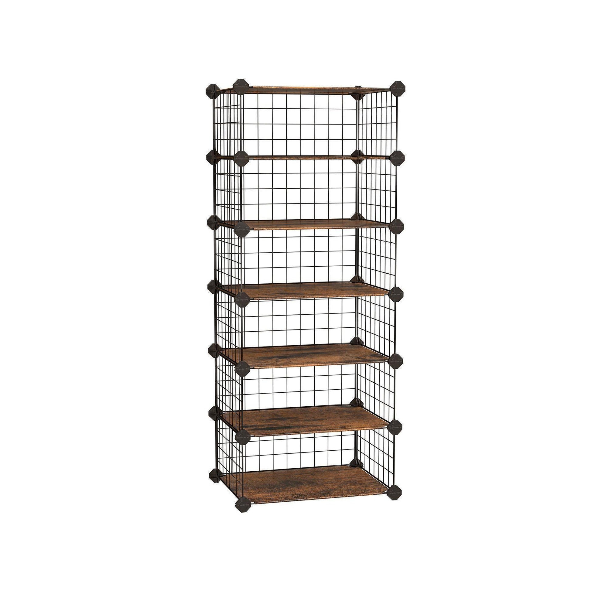 Rustic Brown & Black Metal Storage Organizer with Plastic Panels FredCo