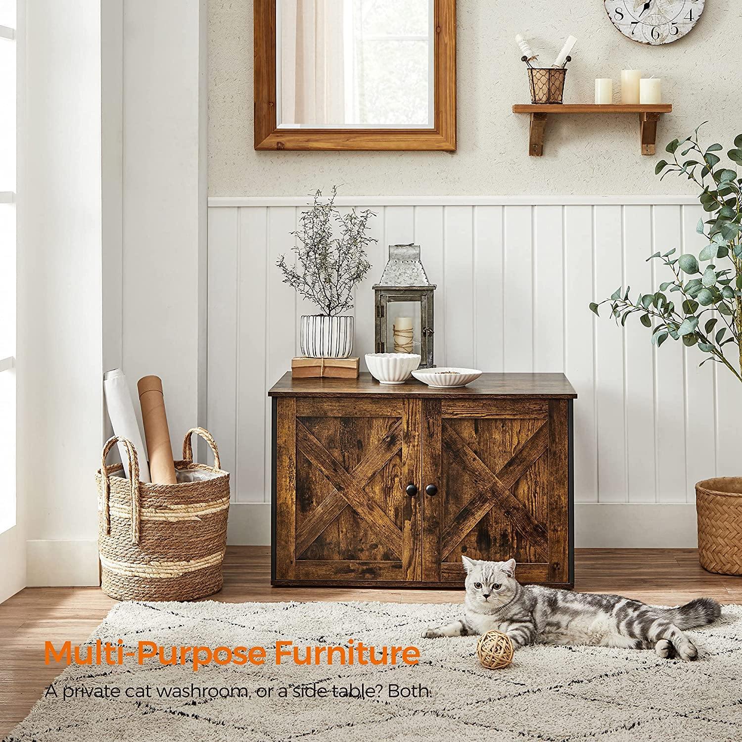 Rustic Brown Cat Litter Box Enclosure FredCo