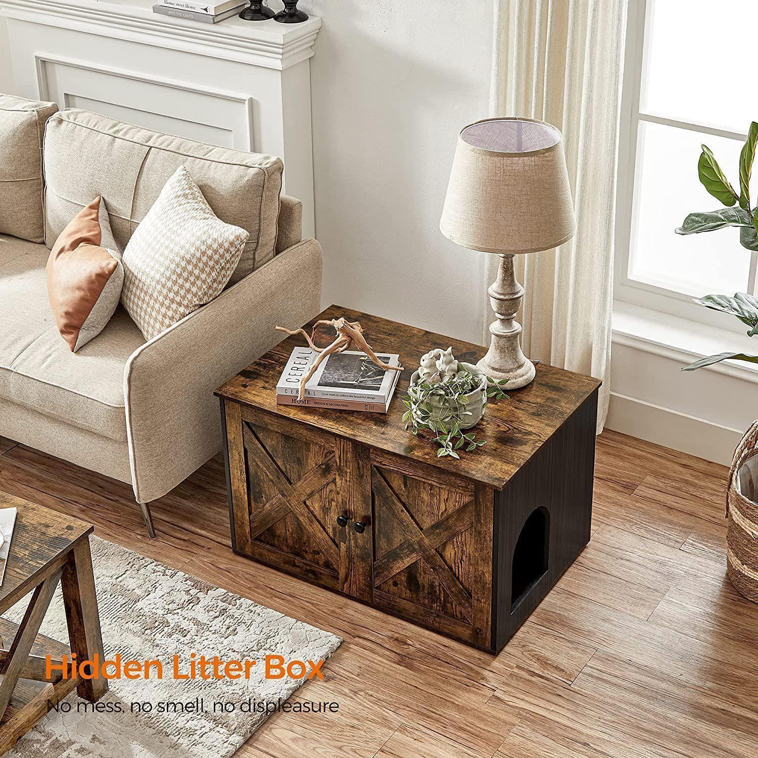 Rustic Brown Cat Litter Box Enclosure FredCo