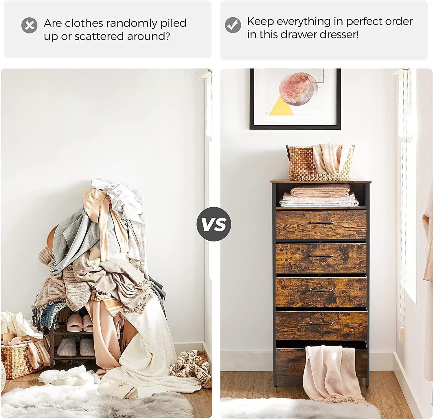 Rustic Brown Chest of Drawers with Shelf FredCo