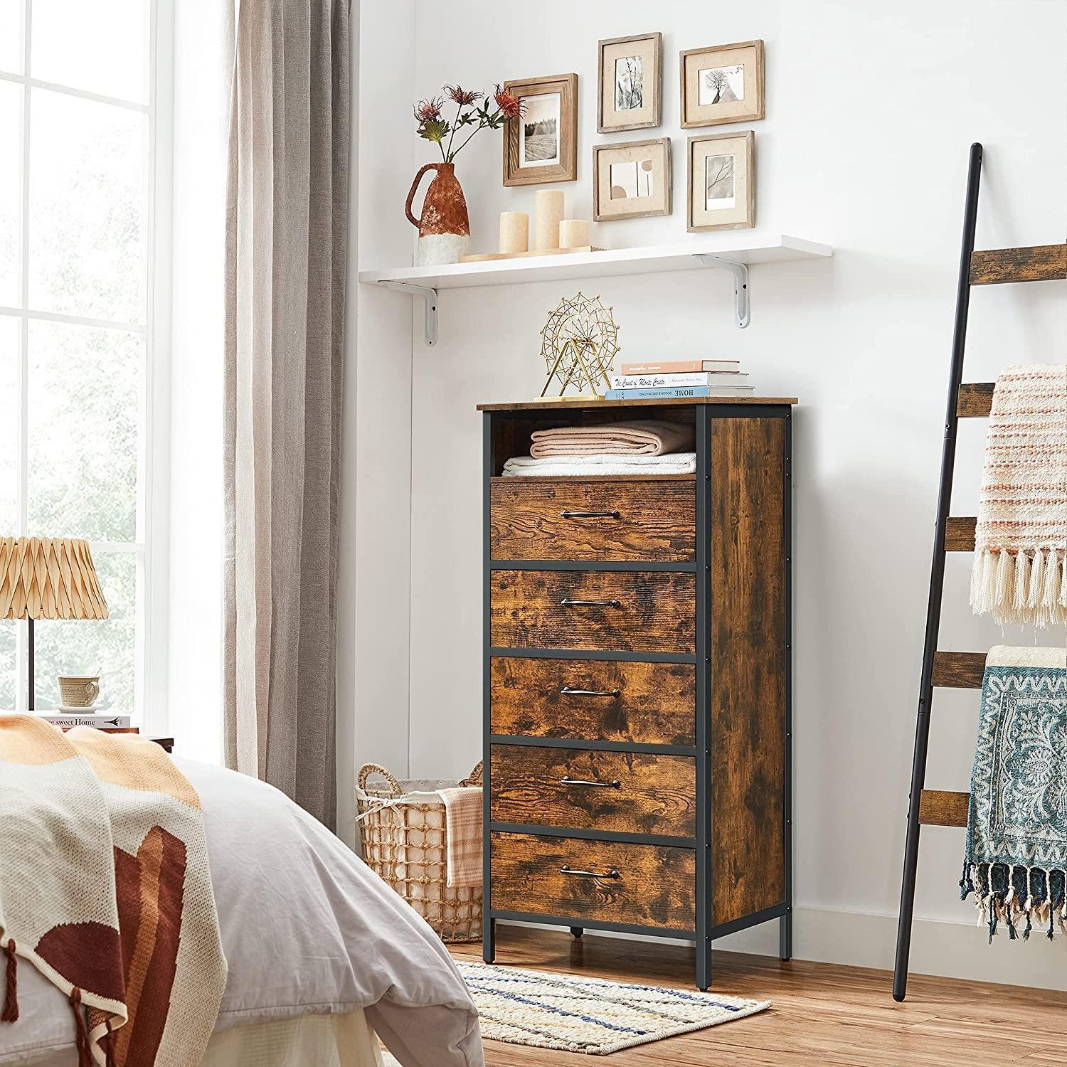 Rustic Brown Chest of Drawers with Shelf FredCo