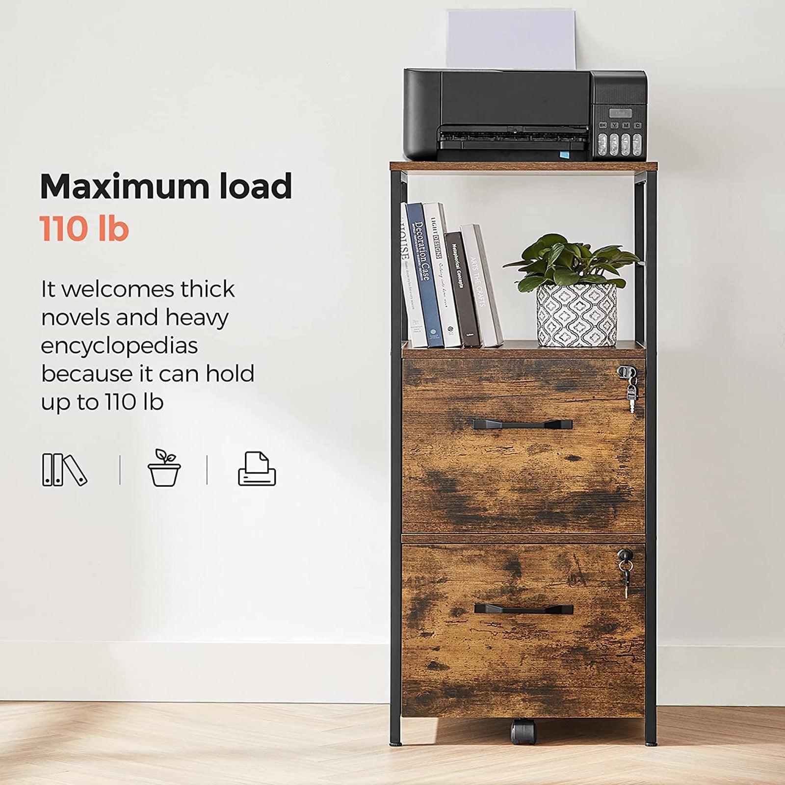Rustic Brown Filing Cabinet with 2 Drawers FredCo