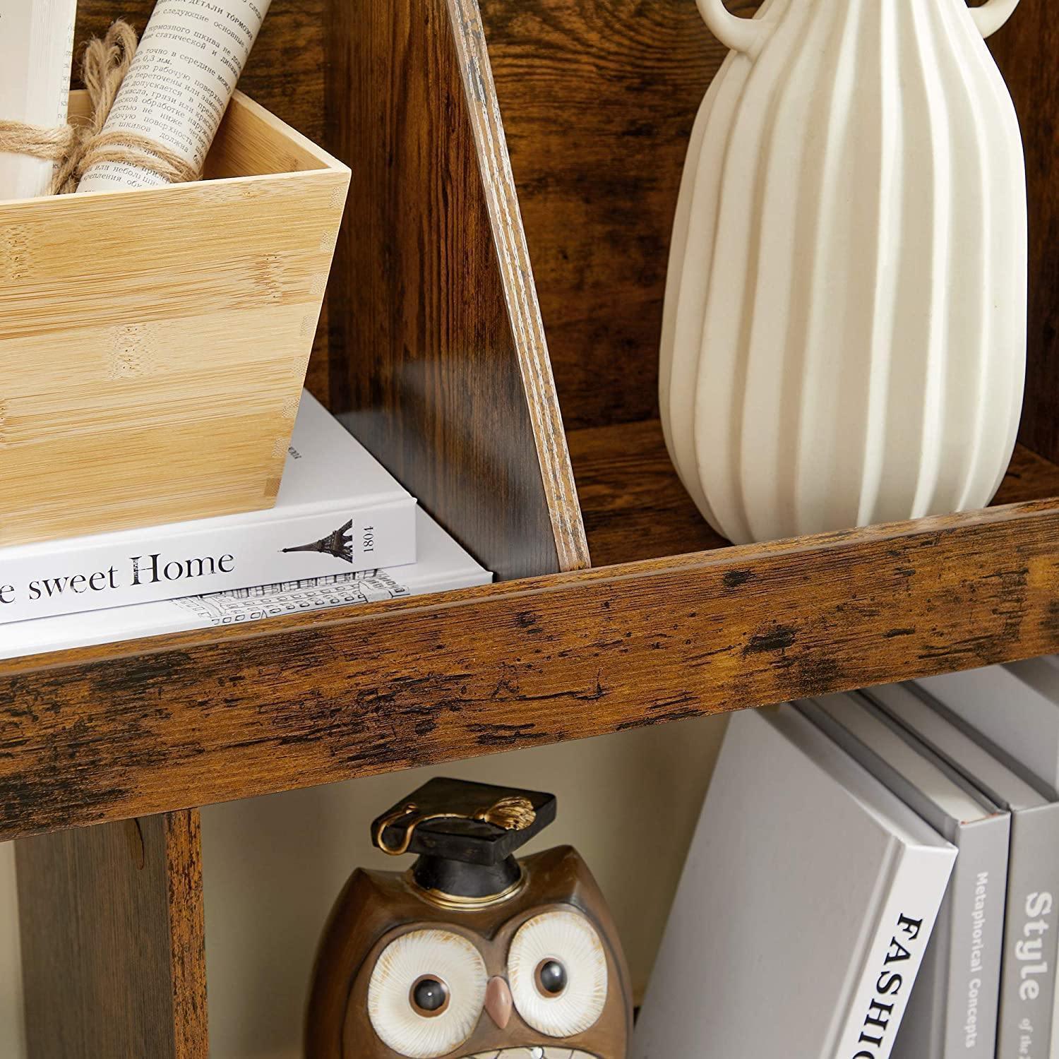 Rustic Brown Free Standing Wooden Bookcase Organizer FredCo