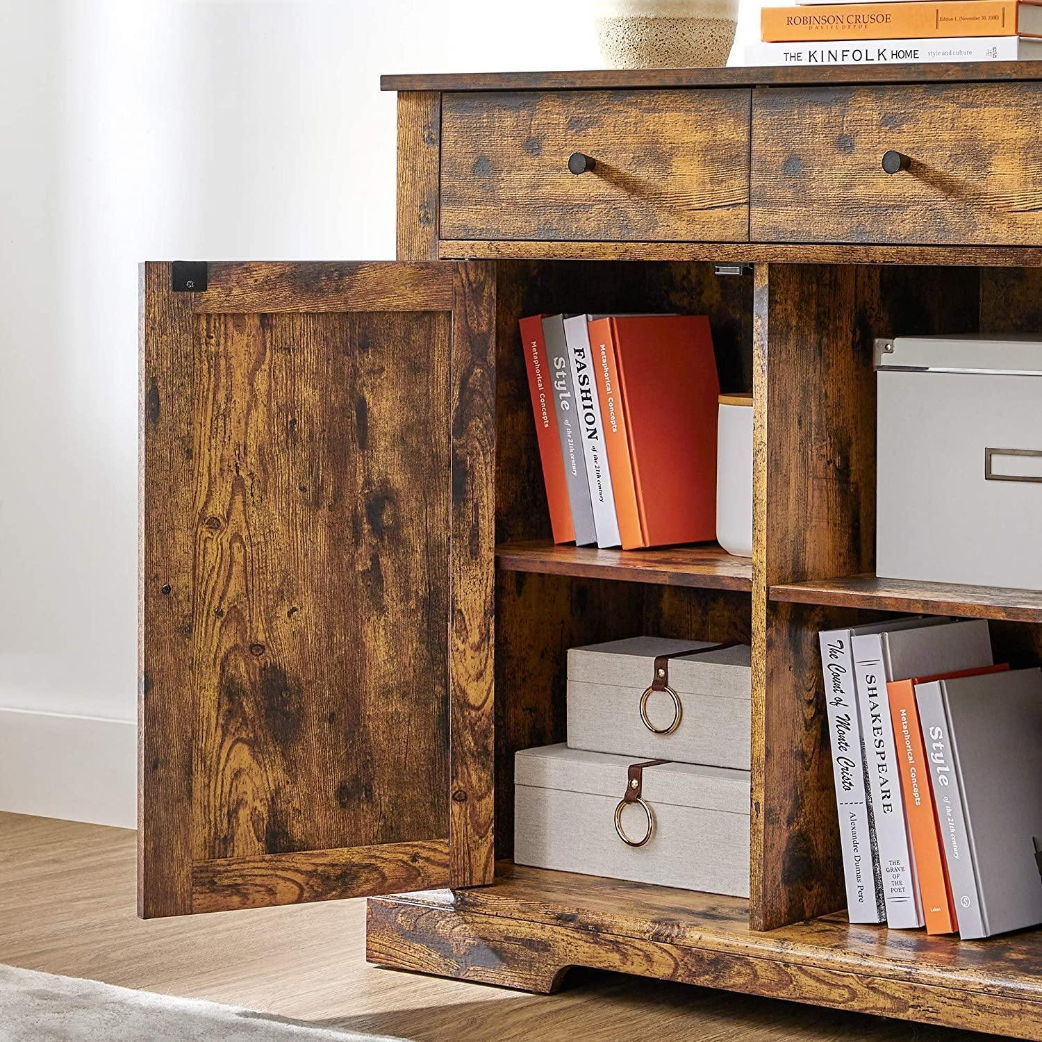 Rustic Brown Freestanding Storage Cupboard with Drawers FredCo