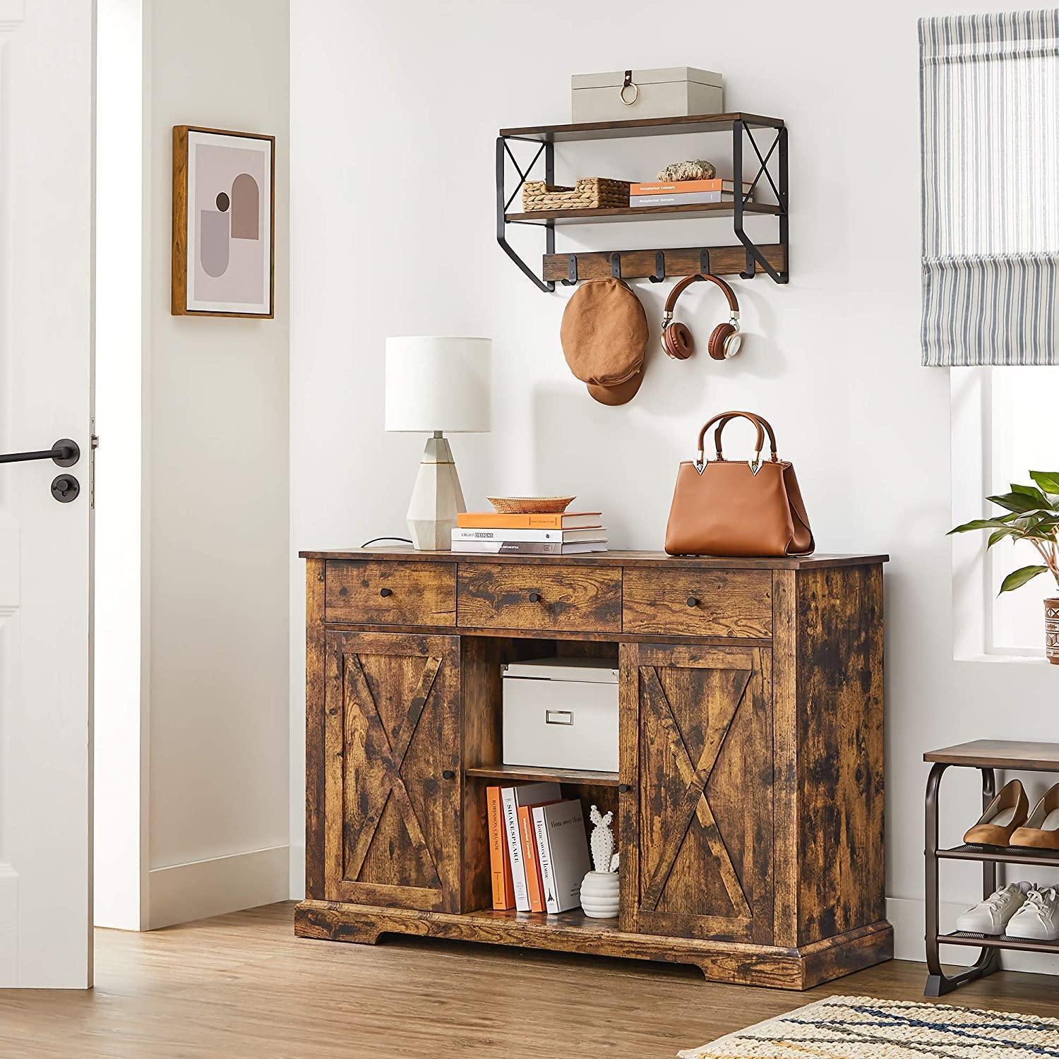Rustic Brown Freestanding Storage Cupboard with Drawers FredCo