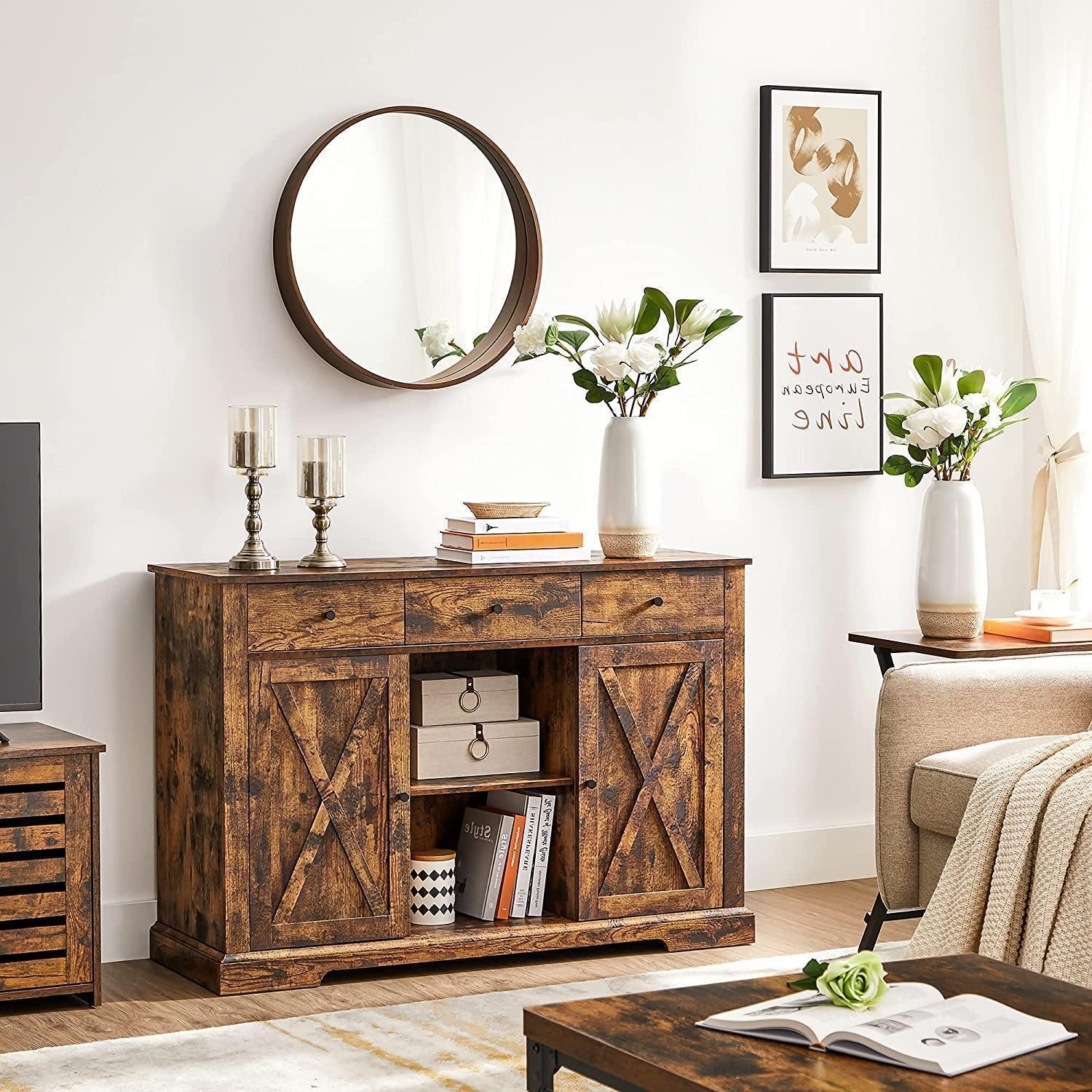 Rustic Brown Freestanding Storage Cupboard with Drawers FredCo
