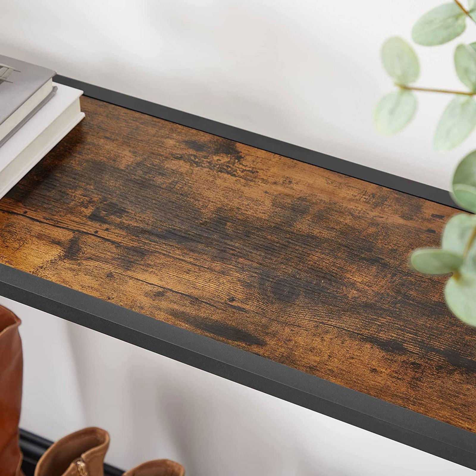 Rustic Brown Long Sofa Table with Shelf FredCo