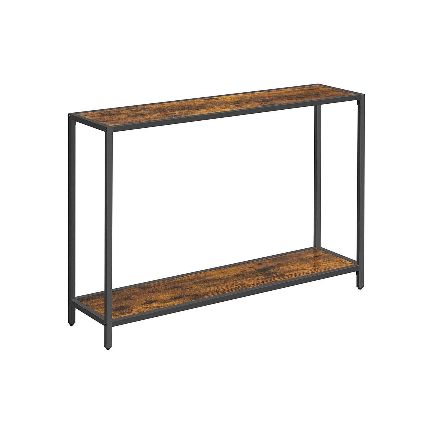 Rustic Brown Long Sofa Table with Shelf FredCo