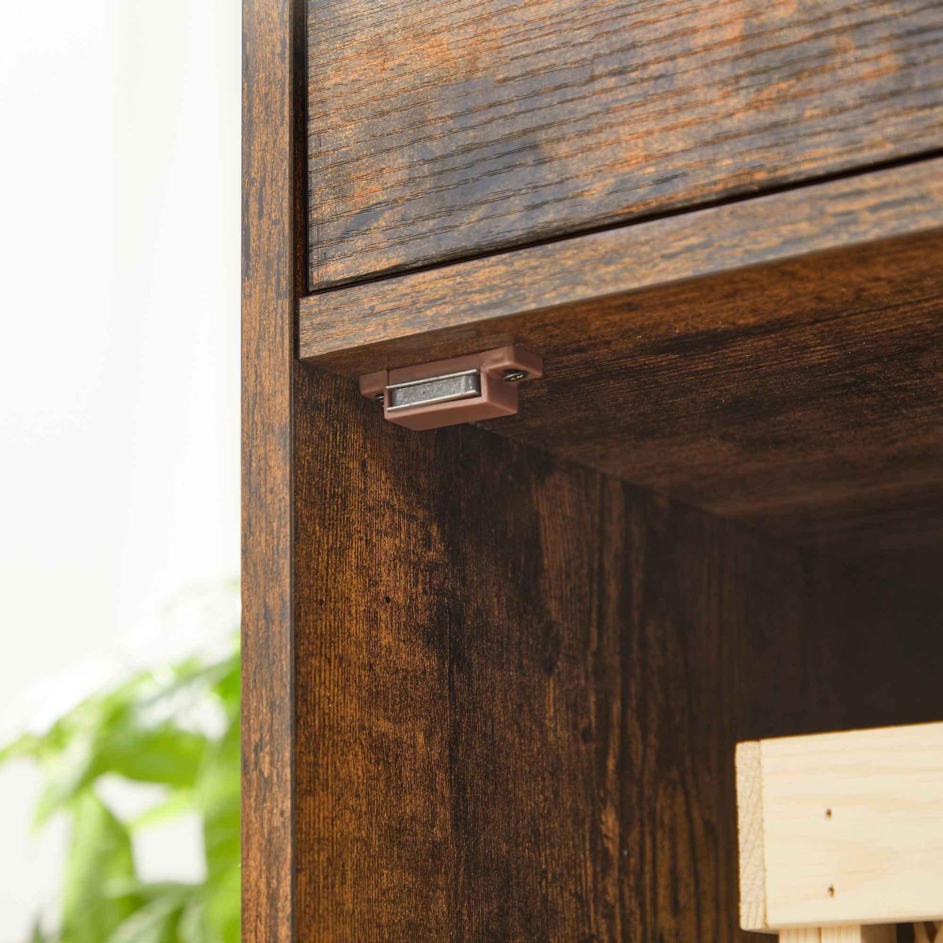 Rustic Brown Nightstand with Drawer & Door FredCo