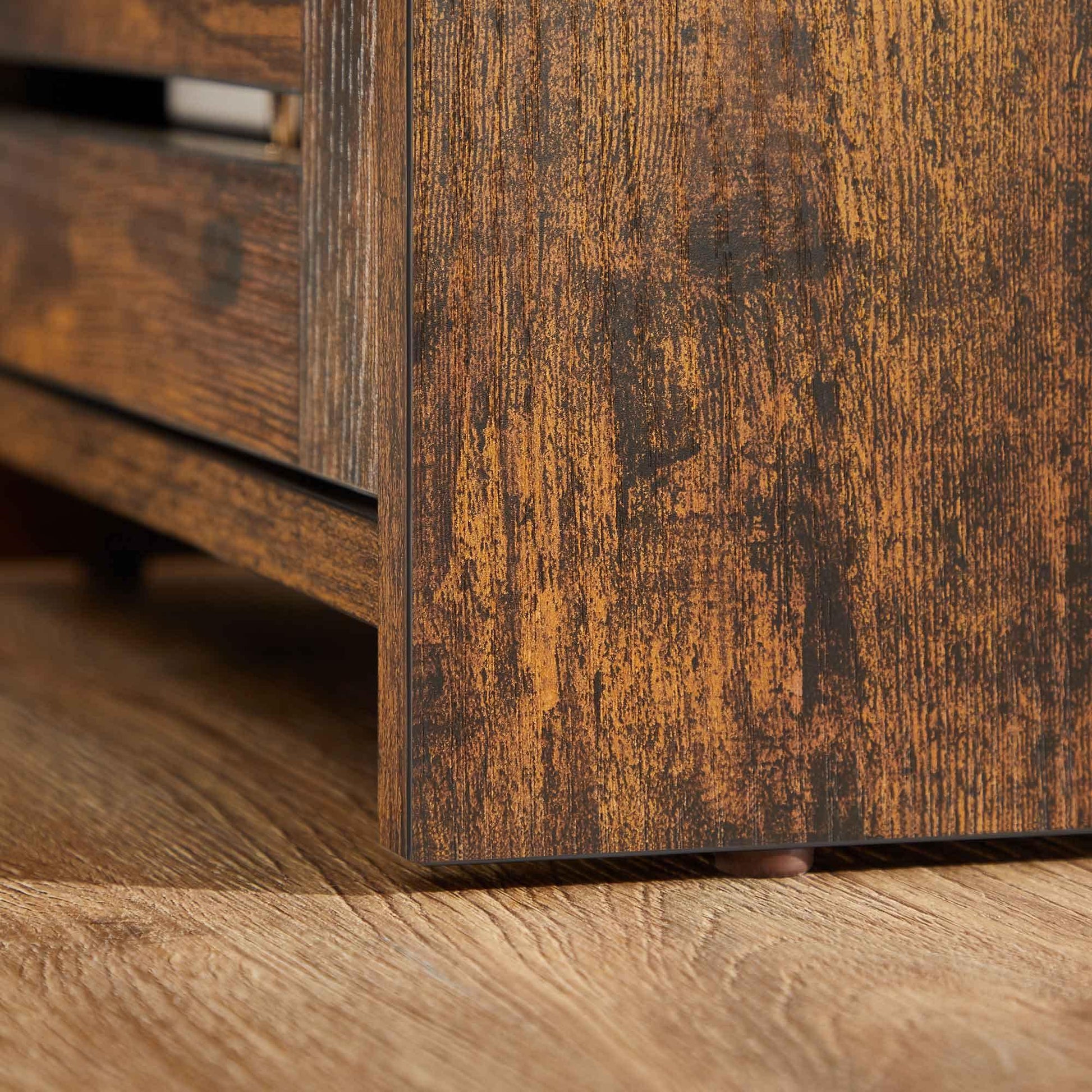 Rustic Brown Nightstand with Drawer & Door FredCo