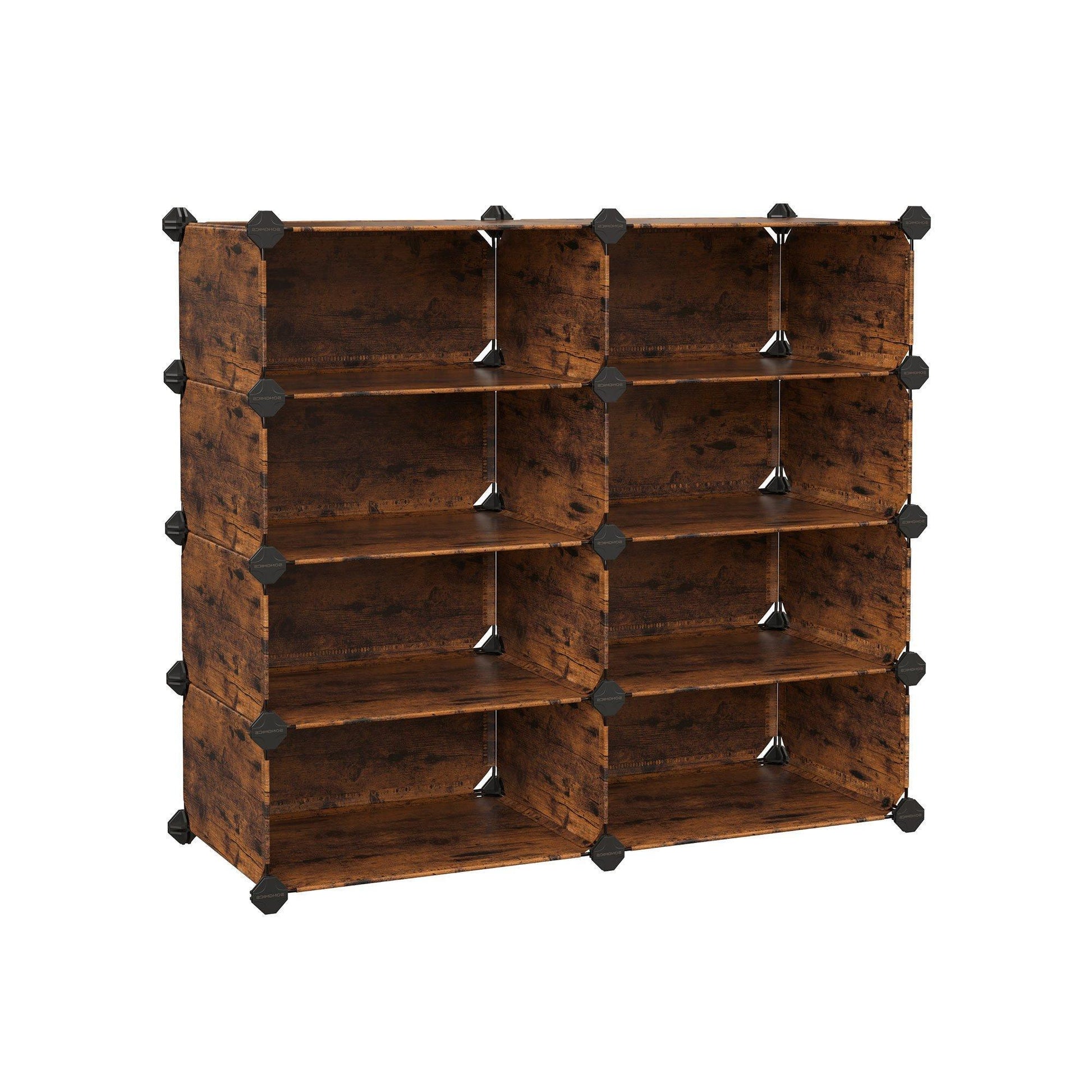 Rustic Brown Plastic Shoe Storage Organizer Units FredCo