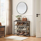 Rustic Brown Shoe Storage Rack with Fabric Shelves FredCo