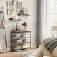 Rustic Brown Shoe Storage Rack with Fabric Shelves FredCo