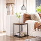 Rustic Brown Small Square End Table with Metal Frame FredCo