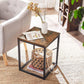 Rustic Brown Small Square End Table with Metal Frame FredCo