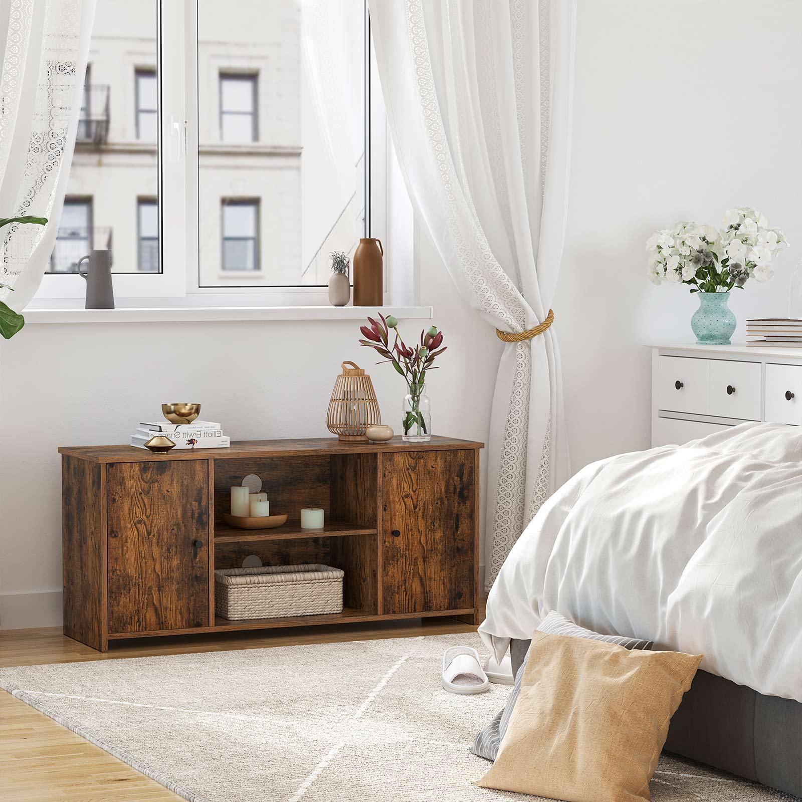 Rustic Brown TV Console with Adjustable Shelf FredCo