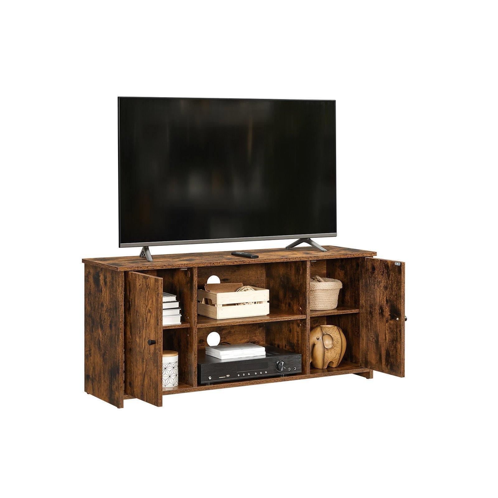 Rustic Brown TV Console with Adjustable Shelf FredCo