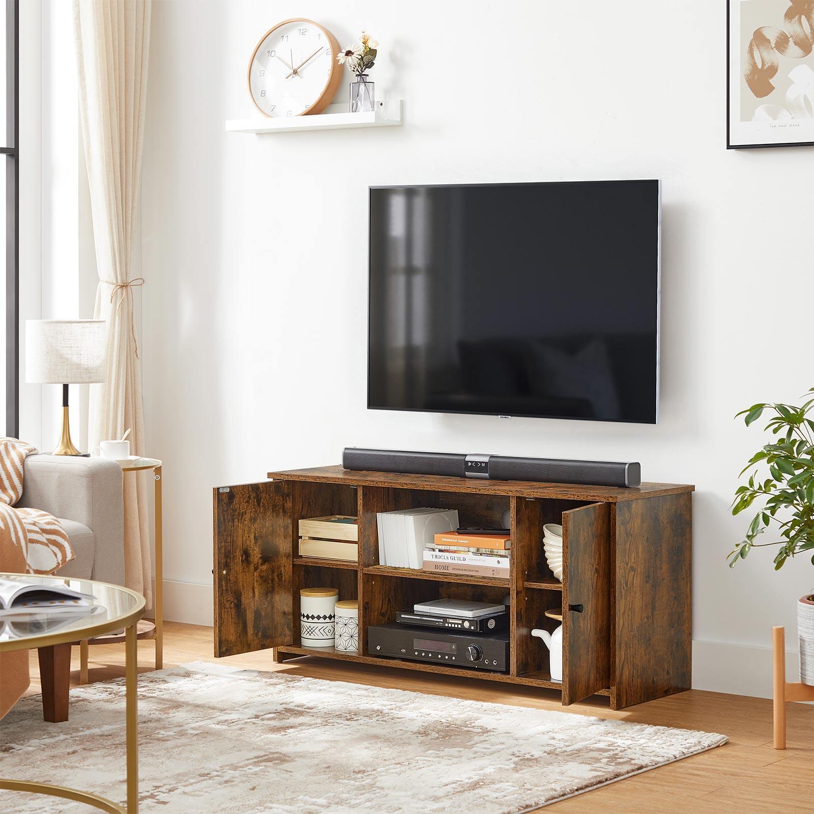 Rustic Brown TV Console with Adjustable Shelf FredCo