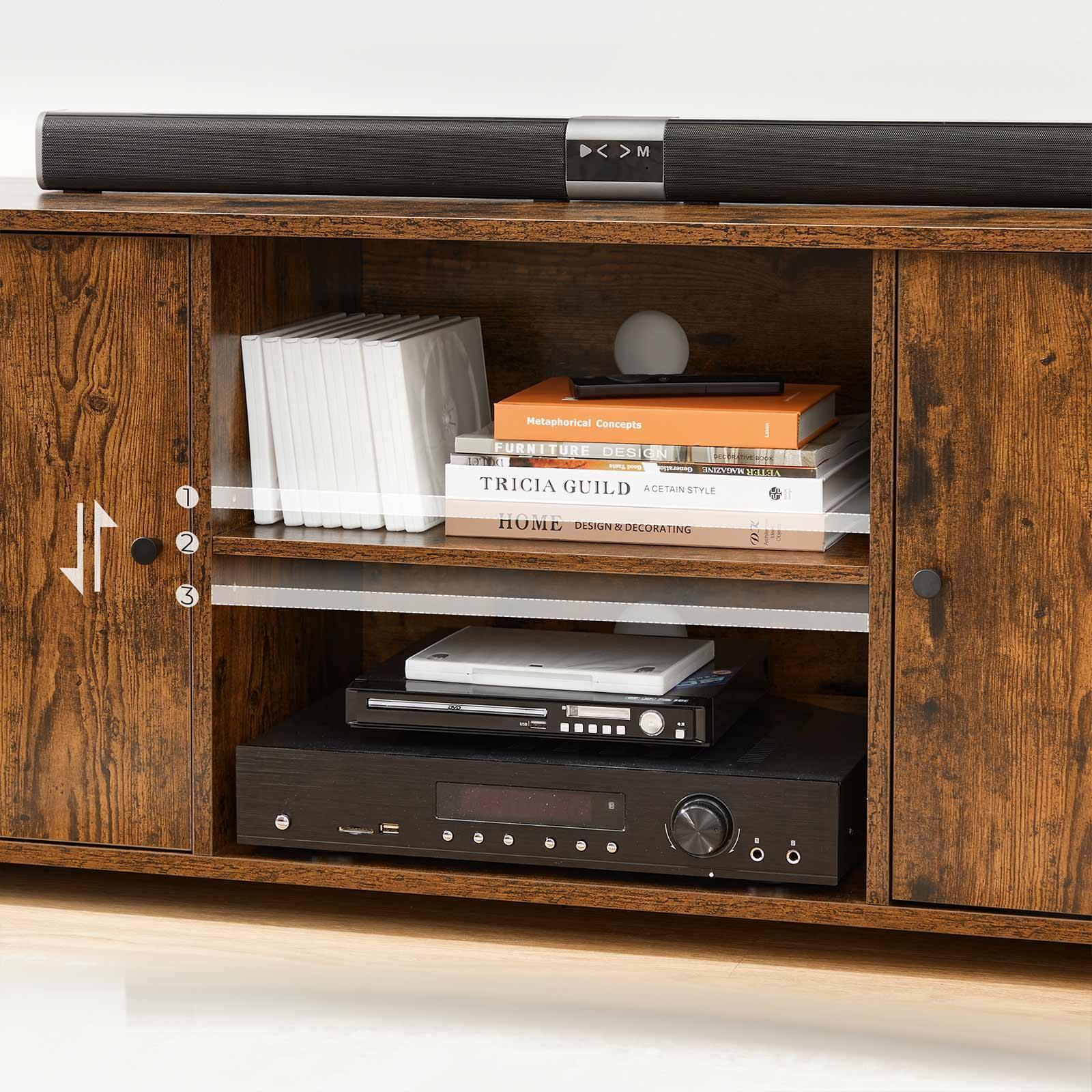 Rustic Brown TV Console with Adjustable Shelf FredCo