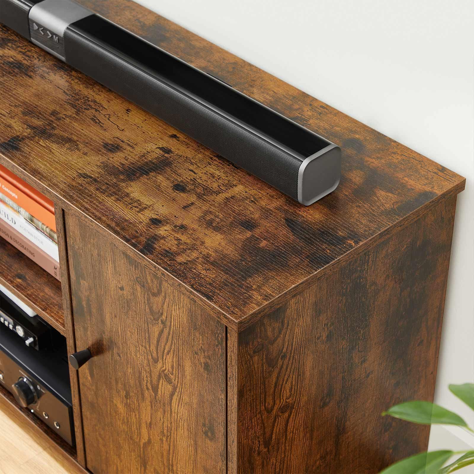 Rustic Brown TV Console with Adjustable Shelf FredCo
